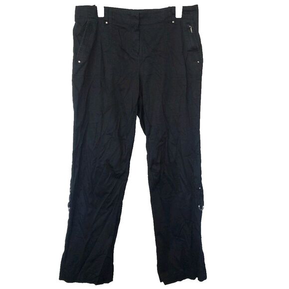 T Tahari Casual Pants with Zip Pockets and Roll Up Legs Womens Size 34 Black - Picture 1 of 16